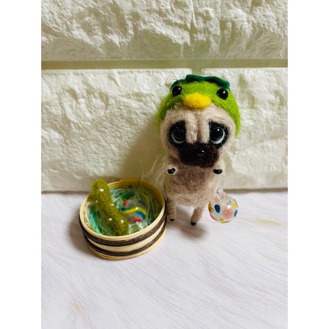 羊毛フェルト 動物ポンポン パグ ☆ハンドメイド☆の通販 by ゆう's