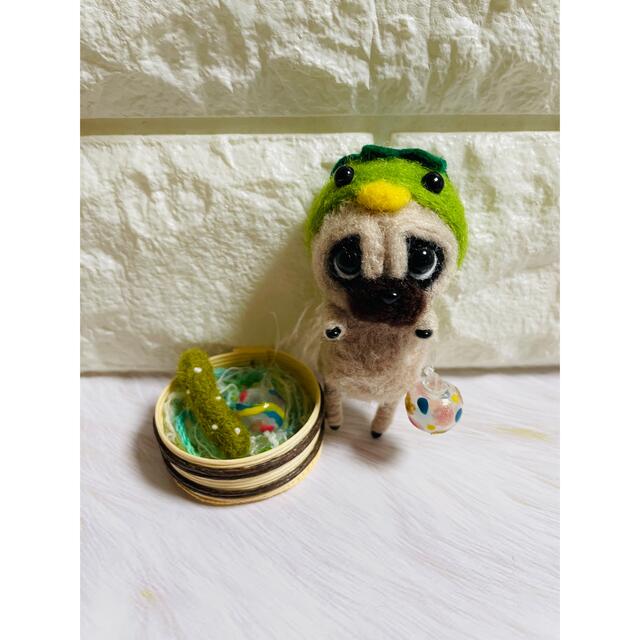 羊毛フェルト　動物ポンポン　パグ　★ハンドメイド★