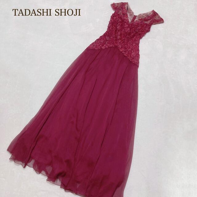 TADASHI SHOJI(タダシショウジ)のタダシショージ ロング ドレス 刺繍 レース 花 パーティ ワンピース ボルドー レディースのワンピース(ロングワンピース/マキシワンピース)の商品写真