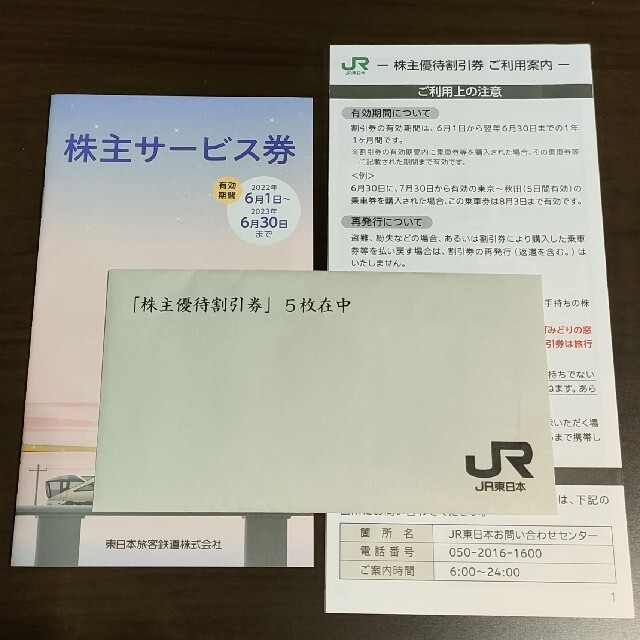 JR東日本 株主優待割引券 5枚 株主サービス券1冊