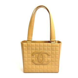 シャネル(CHANEL)のシャネル CHANEL チョコバー A17809 CCココマーク セミショルダー ハンドバッグ 肩掛け トートバッグ カーフスキン ベージュ(トートバッグ)