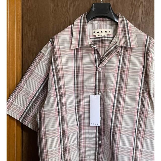 50新品 MARNI メンズ オーバーサイズ 総柄 半袖 シャツ マルニ-