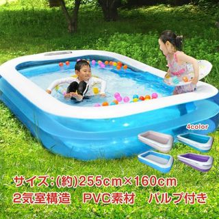 新品★ビニールプール 2気室 262cm×170cm/A★カラー選択(その他)