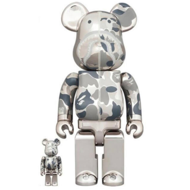 BE@RBRICK BAPE CAMO SHARK 400% SILVER