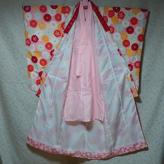 #348 七五三  ポリ 四つ身着物  レンタル使用品 キッズ/ベビー/マタニティのキッズ服女の子用(90cm~)(和服/着物)の商品写真