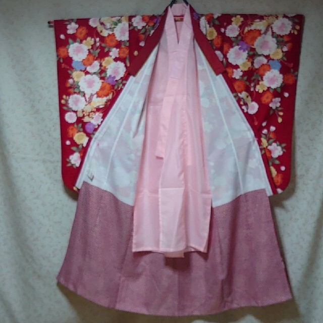 #347 七五三  ポリ 四つ身着物  レンタル使用品 キッズ/ベビー/マタニティのキッズ服女の子用(90cm~)(和服/着物)の商品写真