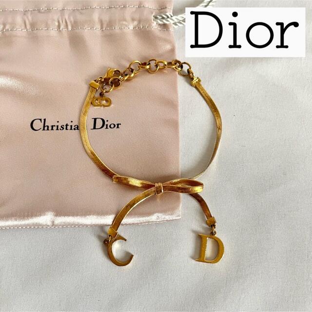 【人気】クリスチャン ディオール Dior ブレスレット リボン ゴールド ロゴ | フリマアプリ ラクマ