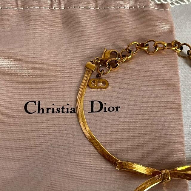 【人気】クリスチャン ディオール　Dior ブレスレット　リボン　ゴールド　ロゴ