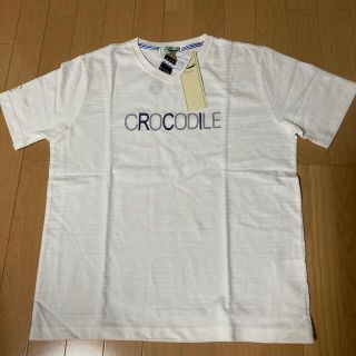 クロコダイル(Crocodile)の⭐️クロコダイル    VネックプリントTシャツ　ホワイト　Lサイズ(Tシャツ/カットソー(半袖/袖なし))