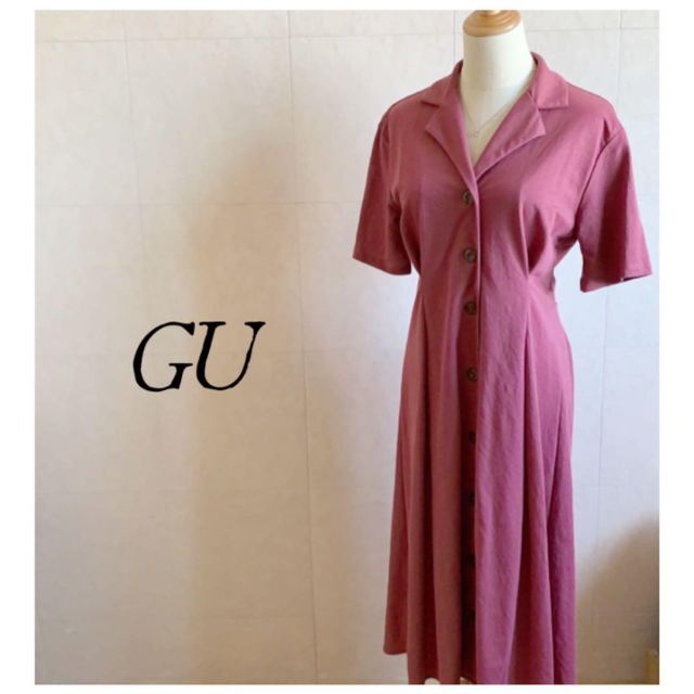 GU(ジーユー)のGU ボタンワンピース　ピンク ユニクロ レディースのワンピース(ひざ丈ワンピース)の商品写真