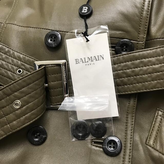 【超美品】BALMAIN フードつきレザーコート size9 BE