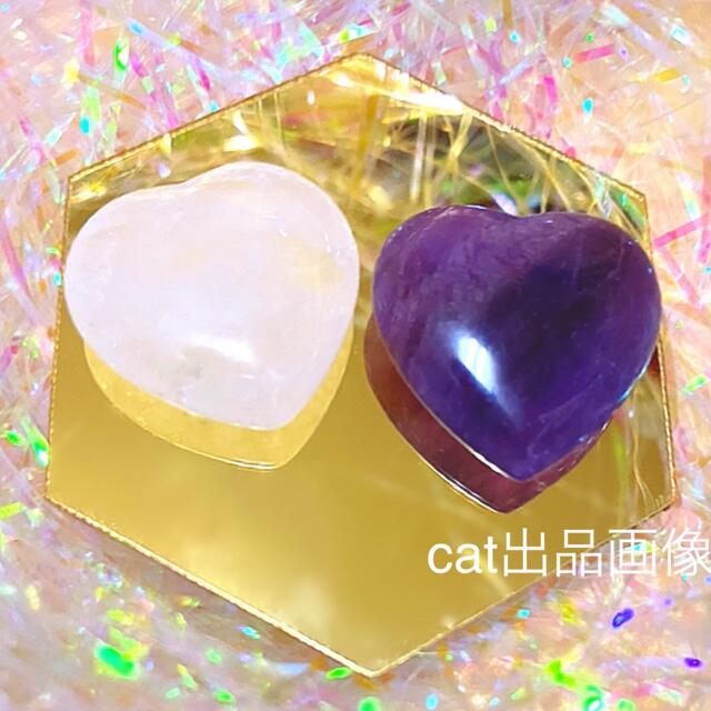 天然石 水晶 アメジスト ハート パワーストーン ペア 恋愛運アップ お守りの通販 by cat(^-^) shop ｜ラクマ