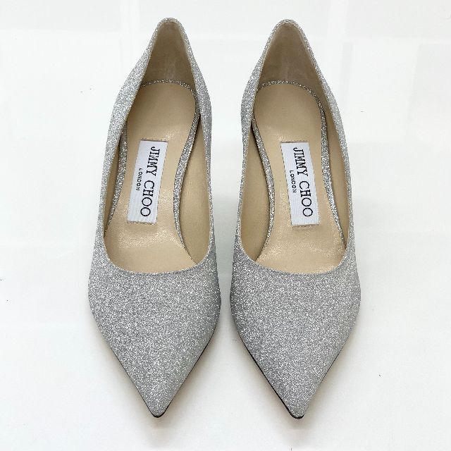 JIMMY CHOO(ジミーチュウ)の4211 未使用 ジミーチュウ ラメ パンプス シルバー レディースの靴/シューズ(ハイヒール/パンプス)の商品写真