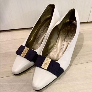 YVES SAINT LAURENT ハイヒールパンプス リボン サテン