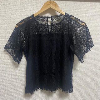 ワンウェイ(one*way)の【美品】One Way 黒レース刺繍トップス(カットソー(半袖/袖なし))