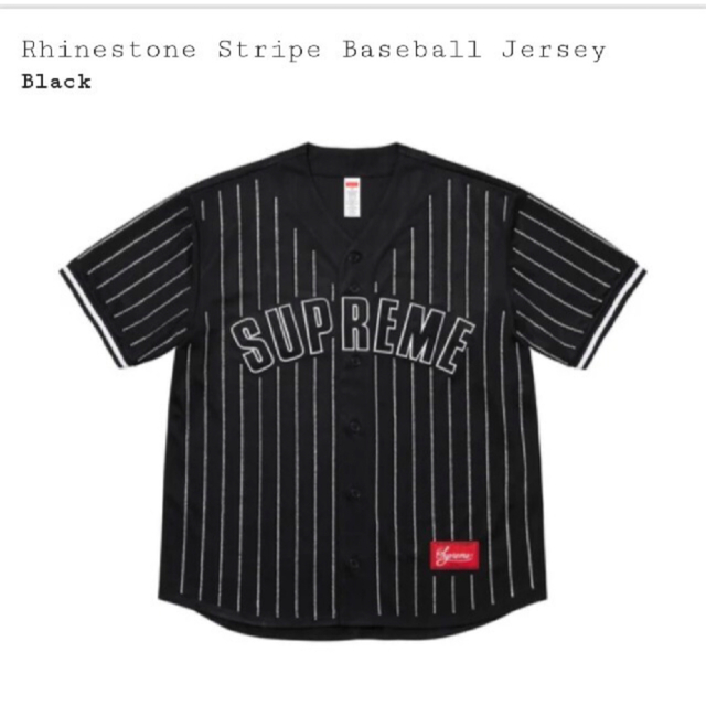 ★お求めやすく価格改定★ Supreme - Jersey Baseball Stripe suprem　Rhinestone シャツ
