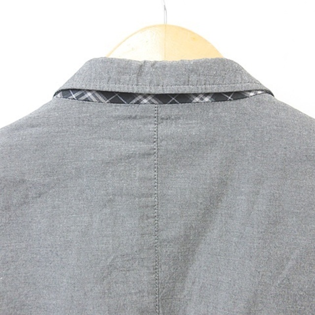 バーバリーブラックレーベル テーラードジャケット 背裏 綿 麻 グレー黒 M 5