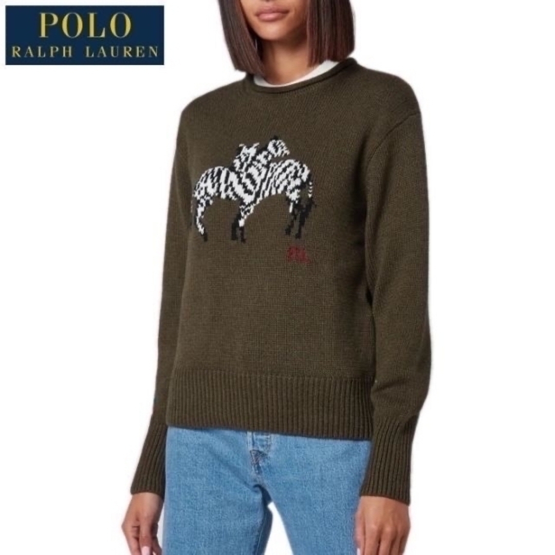 POLO RALPH LAUREN(ポロラルフローレン)の美品 正規 ポロ ラルフローレン ゼブラ シマウマ ロールネック セーター レディースのトップス(ニット/セーター)の商品写真