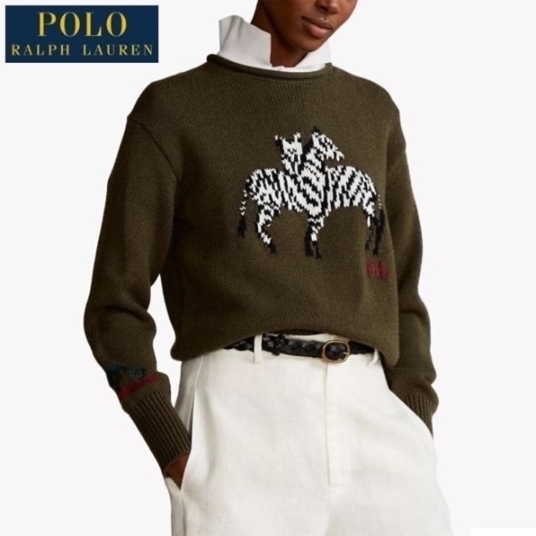 POLO RALPH LAUREN(ポロラルフローレン)の美品 正規 ポロ ラルフローレン ゼブラ シマウマ ロールネック セーター レディースのトップス(ニット/セーター)の商品写真