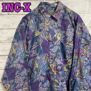 アートヴィンテージ(ART VINTAGE)の【希少デザイン】INC-X 長袖シャツ　柄シャツ　総柄　おしゃれ　一点物　レア(シャツ)