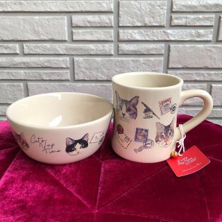 アフタヌーンティーリビング(Afternoon Tea LIVING)の新品☆アフタヌーンティー×Cat's NapTime マグカップ＆ボウル(食器)