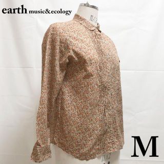 アースミュージックアンドエコロジー(earth music & ecology)のearth music&ecology　花柄シャツ　M　ボタニカル　ピンク 綿(シャツ/ブラウス(長袖/七分))