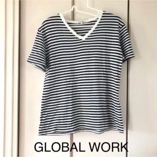 グローバルワーク(GLOBAL WORK)のグローバルワーク　Ｖネック　ボーダーＴシャツ(Tシャツ(半袖/袖なし))