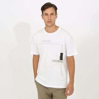 ゴーサンゴーイチプールオム(5351 POUR LES HOMMES)の【ホワイト】抽象柄ラインプリントTシャツ(Tシャツ/カットソー(半袖/袖なし))