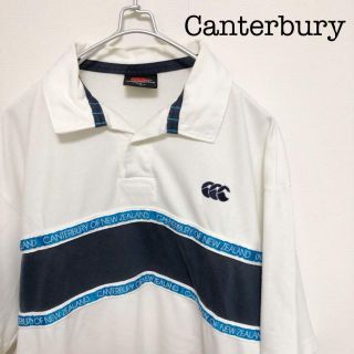 カンタベリー(CANTERBURY)の【状態良好】CANTERBURY ラガーシャツ ポロシャツ ホワイト ネイビー(ポロシャツ)