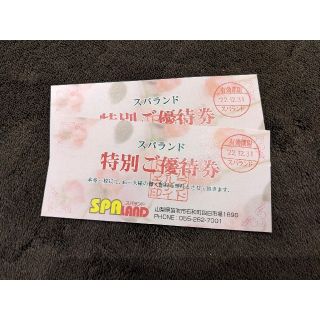 送料無料　4,080円相当　スパランド　特別ご優待券2枚セット(遊園地/テーマパーク)