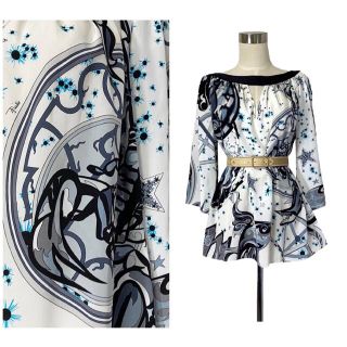 エミリオプッチ(EMILIO PUCCI)の《ご成約》PUCCI コスミックなお星様と海の世界 艶やかシルクシャツ(シャツ/ブラウス(長袖/七分))