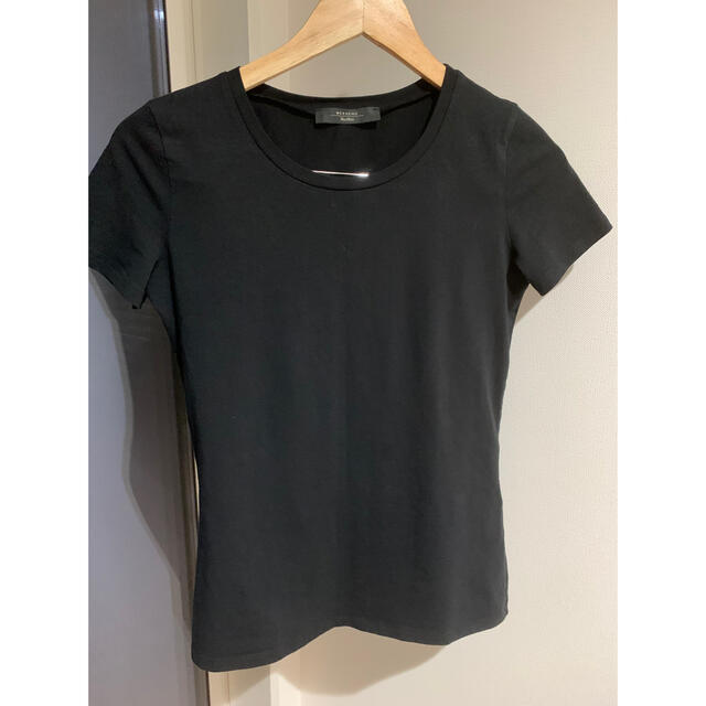 Max Mara(マックスマーラ)の未使用⭐️高級コットン使用マックスマーラーTシャツポルトガル製！ラインストーン黒 レディースのトップス(Tシャツ(半袖/袖なし))の商品写真