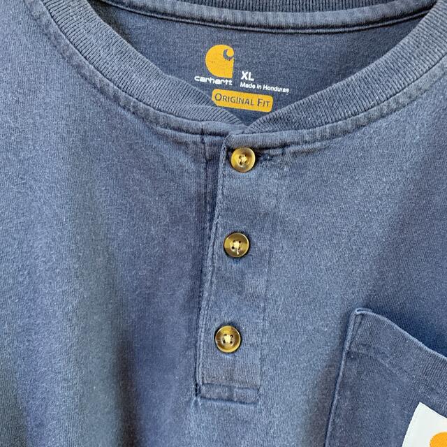 carhartt(カーハート)のCarhartt カーハート ビックtシャツ ヘンリーネック　ネイビー　古着 メンズのトップス(Tシャツ/カットソー(半袖/袖なし))の商品写真