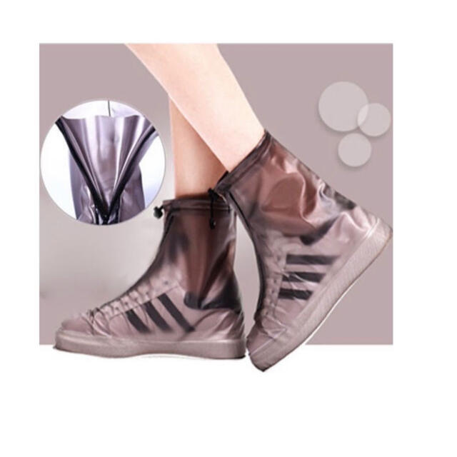 レインブーツ 台風 防汚 靴カバー 防水層 耐摩耗性 厚手 25cm 黒 透明 レディースの靴/シューズ(レインブーツ/長靴)の商品写真