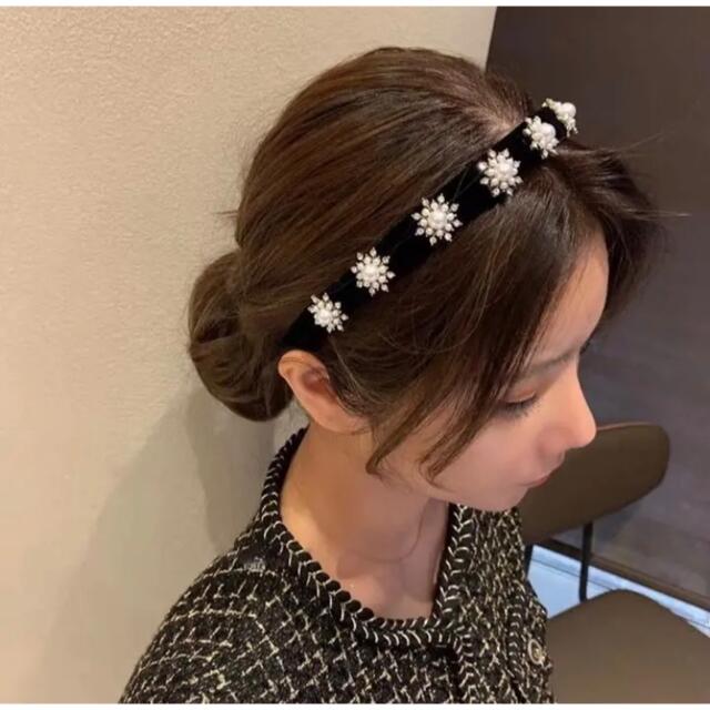 まとめ買いでお得 ビジュー カチューシャ ベロア ヘアバンド 韓国 ブラック *ビジュー カチューシャ ベロア ヘアバンド 韓国 ブラック