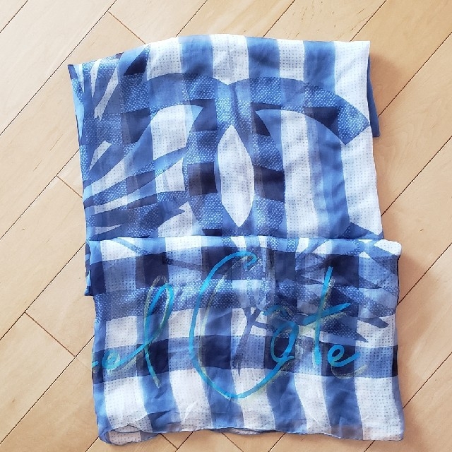 通販店 CHANEL⭐スカーフ⭐ストール⭐薄手⭐ブルー系⭐シルク⭐美品