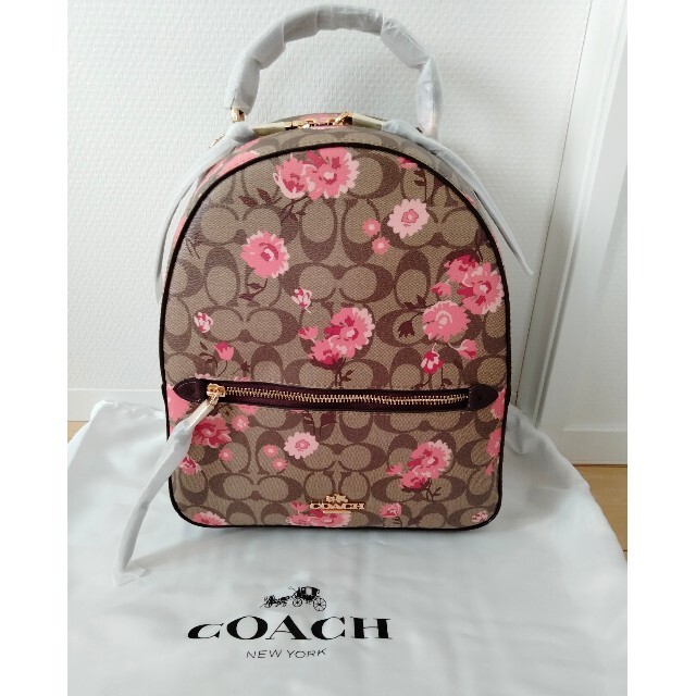 リュック/バックパック【新品】 COACH　リュック　バックパック　ピンク花柄  ブラウン