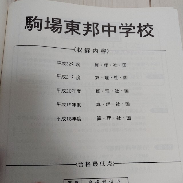 駒場東邦中学校 平成２３年度用　中学受験　過去問 1