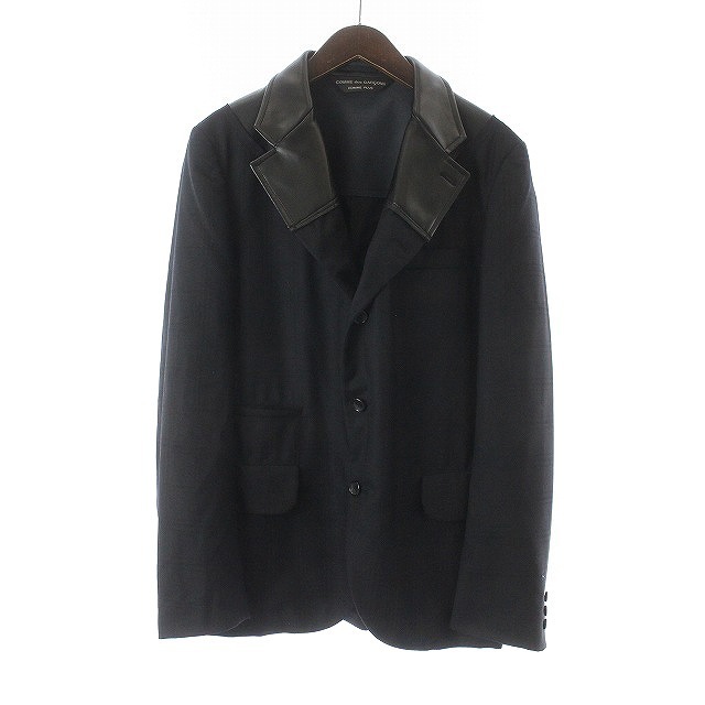 COMME des GARCONS HOMME PLUS(コムデギャルソンオムプリュス)のコムデギャルソンオムプリュス テーラードジャケット チェック柄 ウール M 黒 メンズのジャケット/アウター(テーラードジャケット)の商品写真