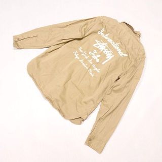 ステューシー(STUSSY)のSTUSSY ステューシー 刺繍 ロゴ ワークシャツ ベージュ(シャツ)