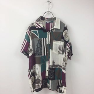 【人気】ブラウス 半袖シャツ シフォン 柄シャツ マルチカラー サイズ15R(シャツ/ブラウス(半袖/袖なし))