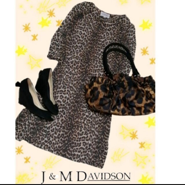 J&M DAVIDSON(ジェイアンドエムデヴィッドソン)の美品❤ジェイ&エム デヴィッドソン❤ワンピース❤レオパード❤豹柄❤アニマル❤総柄 レディースのワンピース(ひざ丈ワンピース)の商品写真