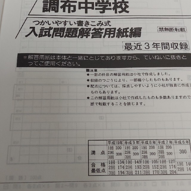 中学受験田園調布学園中学校　平成11年度用　中学受験　過去問