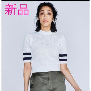 ダブルスタンダードクロージング(DOUBLE STANDARD CLOTHING)の【新品】DSC♡透かし編みパフスリーブニット 36(カットソー(半袖/袖なし))