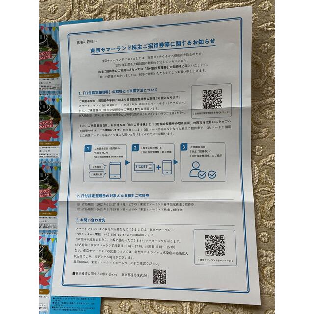 東京サマーランド　株主優待券　8枚 チケットの施設利用券(遊園地/テーマパーク)の商品写真