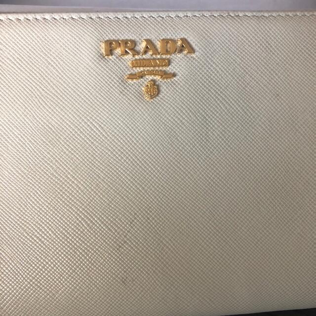 PRADA プラダ 財布 オフホワイト 白 ゴールド サフィアーノ レディース