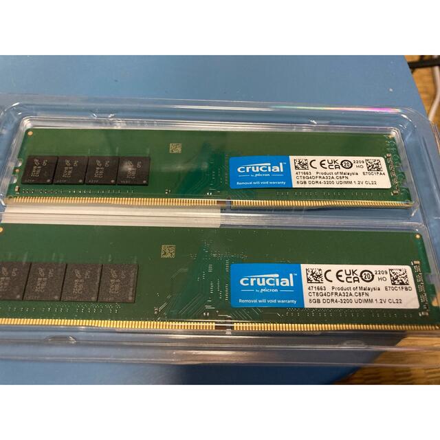 未使用品　Crucial 16GB（8GB×2枚)メモリ 1