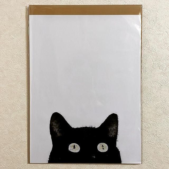 耐熱 二層 足あとぐらす (M) 布 ポスター「黒猫 ネコ イラスト アート 下」 通販