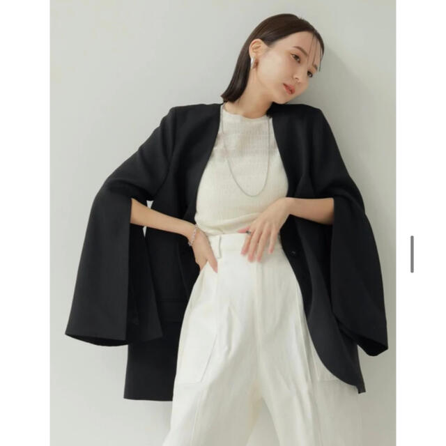 louren slit sleeve no collar jacket