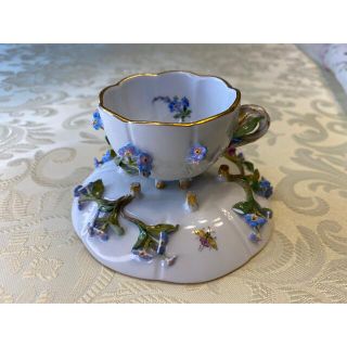 MEISSEN - マイセン アップリケ 昆虫と花 カップ&ソーサー 1級品の